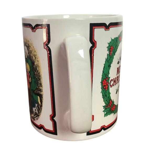 VTG Japan Ceramic "MERRY CHRISTMAS" Santa Clause & Kids Scene Coffee Mug - Picture 3 of 9